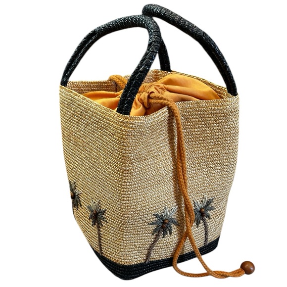 Tommy Bahama Handbags - Rare vintage Tommy Bahama, adorable straw  drawstring Bucket Bag